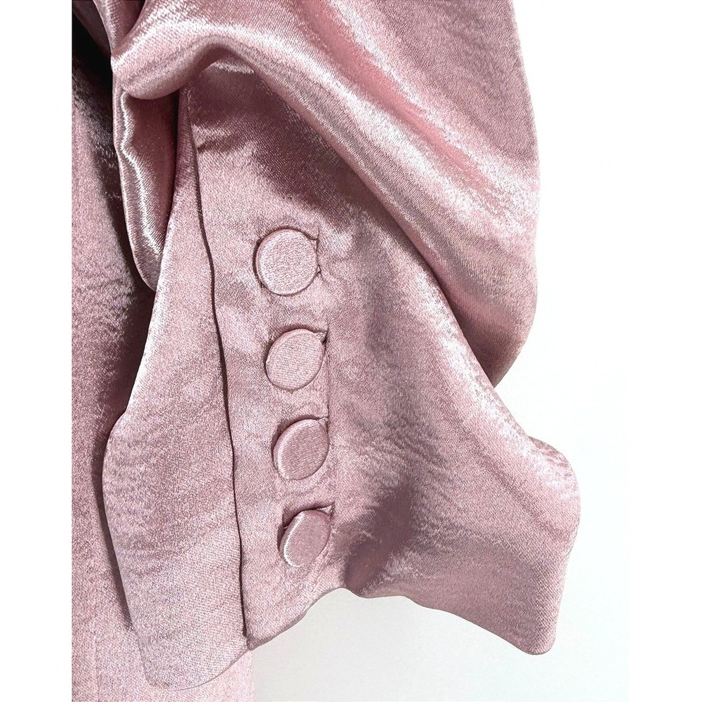 Cinq a Sept Kylie Ruched Sleeve Satin Blazer Light Pink Size 10 - Picture 5 of 9
